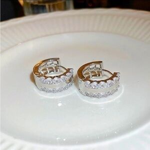 Silver & Diamond Hoop Earrings